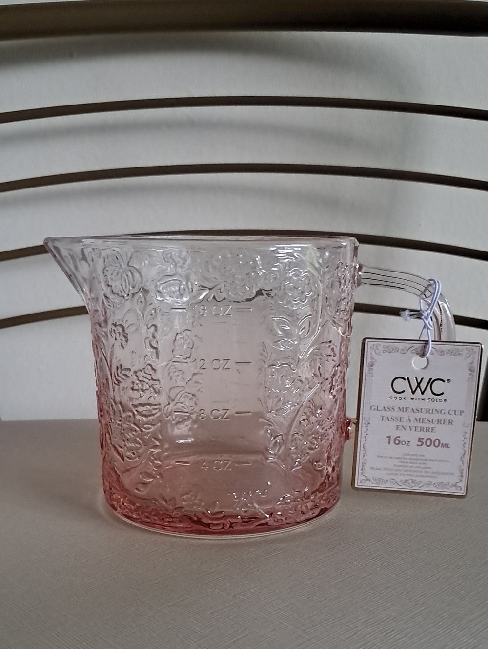 CWC Pink Glass Measuring Cup - 16 oz Decorative Kitchen Tool